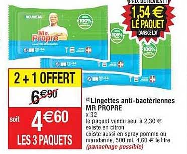 lingettes anti-bactériennes mr propre