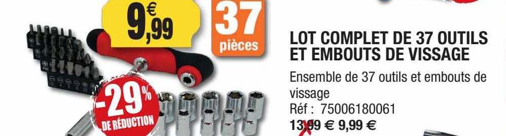 lot complet de 37 outils et embouts de vissage