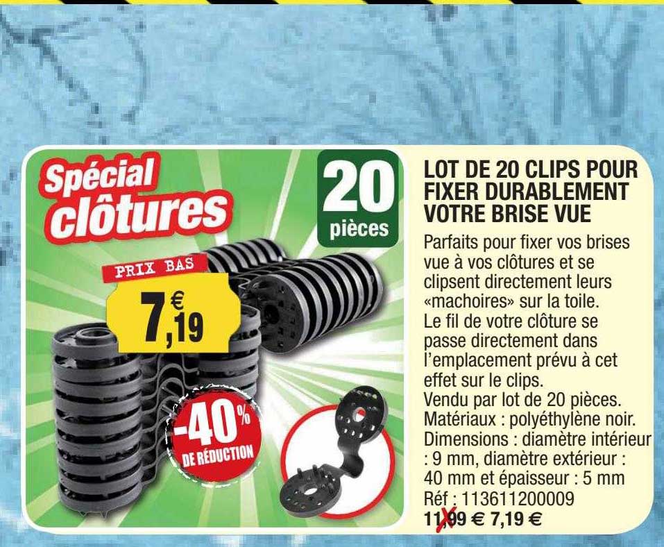 lot de 20 clips pour fixer durablement votre brise vue