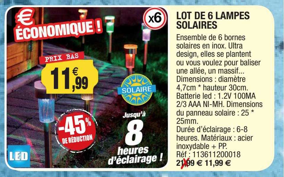 lot de 6 lampes solaires