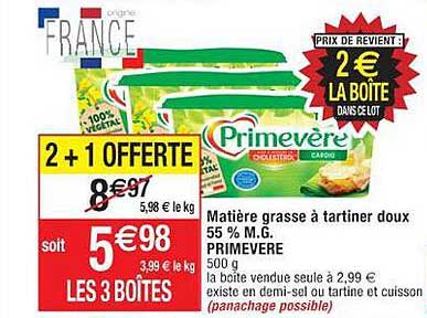 matière grasse à tartiner doux 55% m.g. primevère