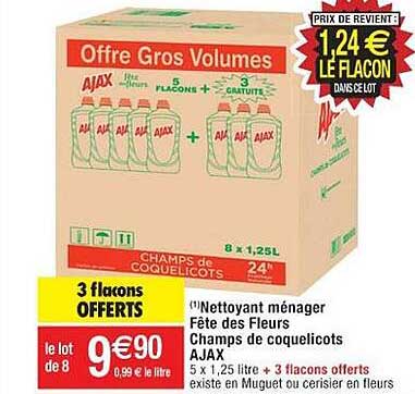 nettoyant ménager fête des fleurs champs de coquelicots ajax