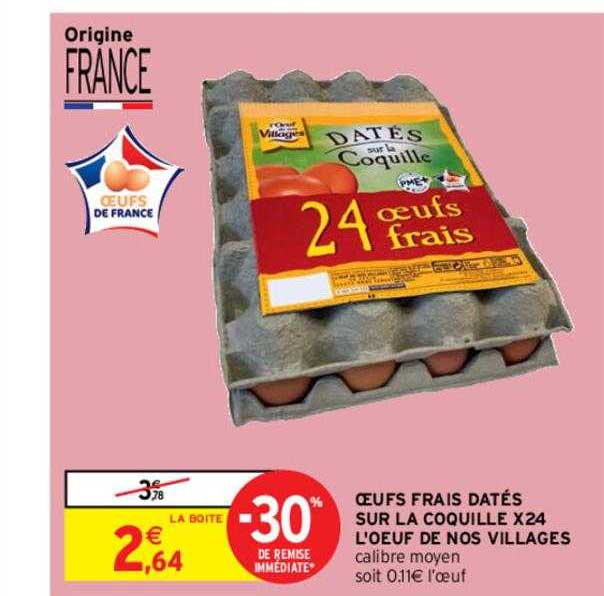 oeufs frais datés sur la coquille x24 l'œuf de nos villages
