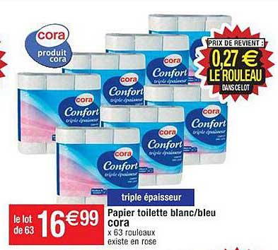 papier toilette blanc-bleu cora