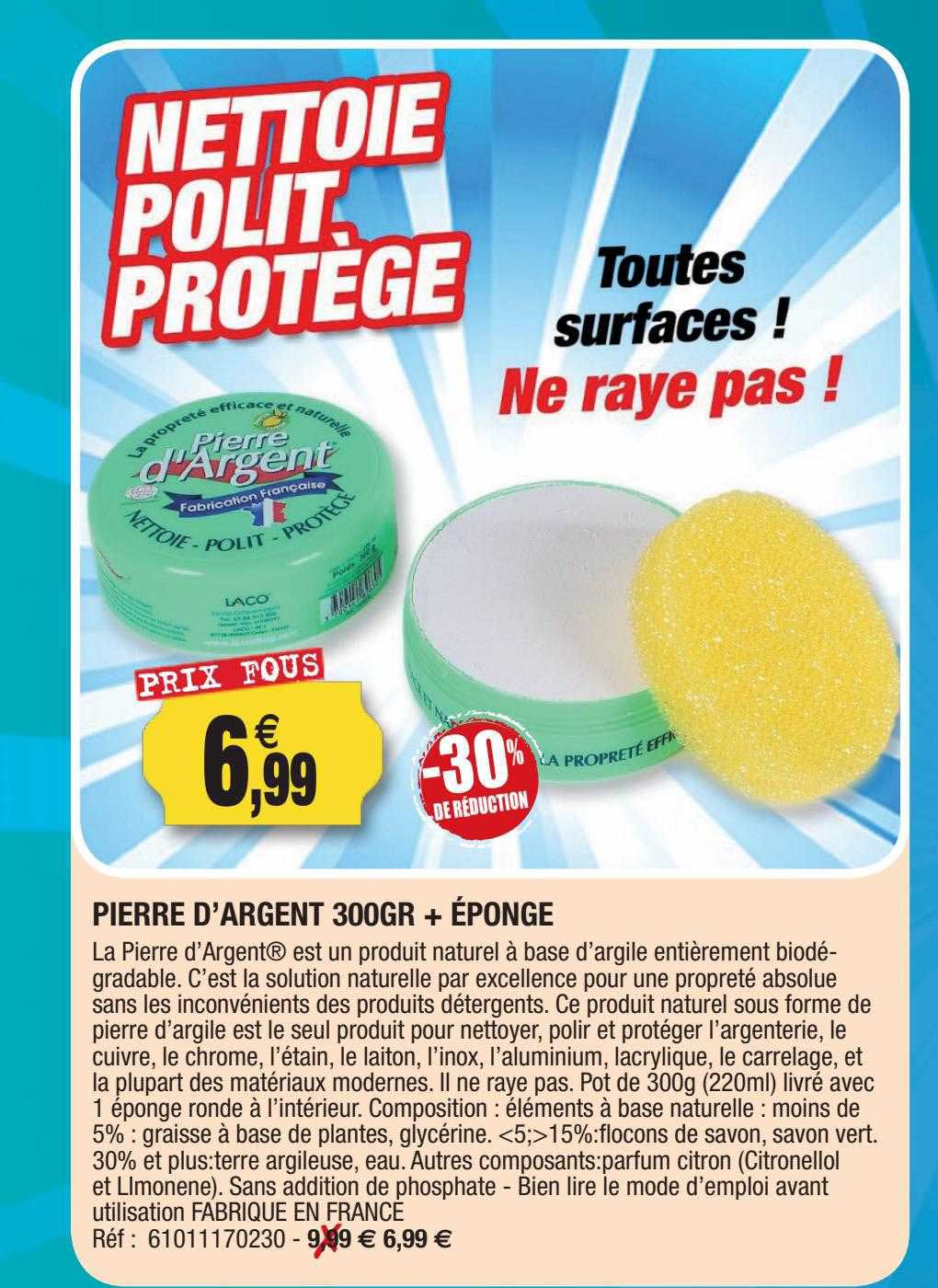 pierre d'argent 300gr + éponge