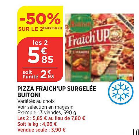 pizza fraich'up surgelée buitoni -50% sur le 2ème