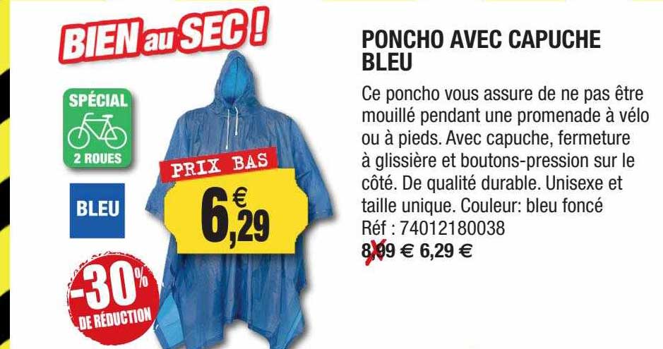 Poncho Avec Capuche Bleu