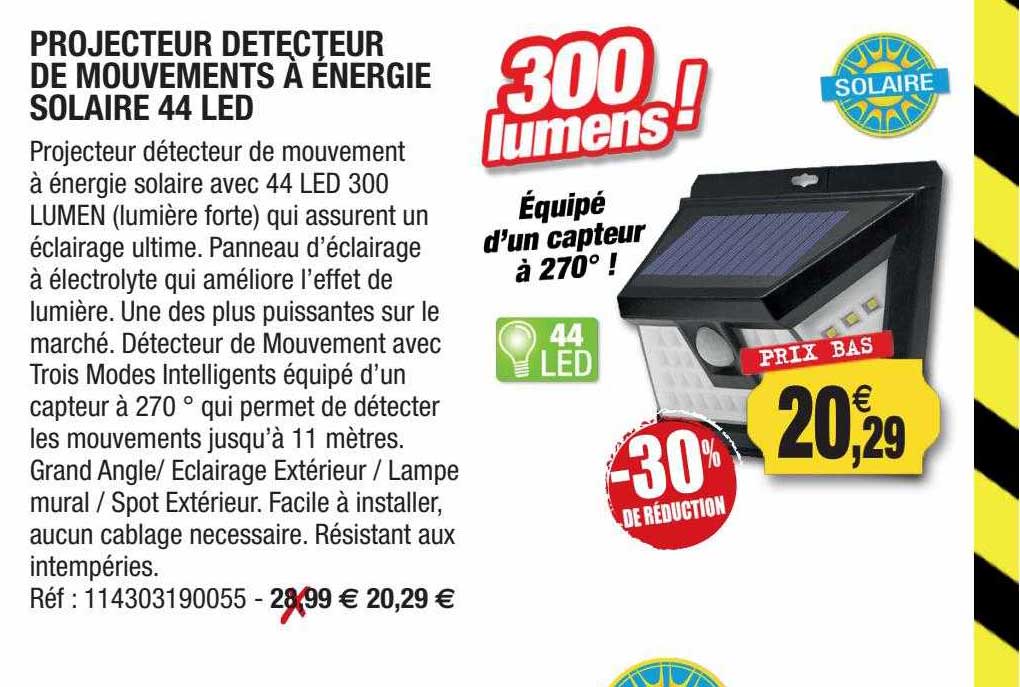 Projecteur Détecteur De Mouvements à énergies Solaire 44 Led
