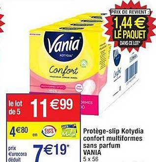 protège-slip kotydia confort multiformes sans parfum vania