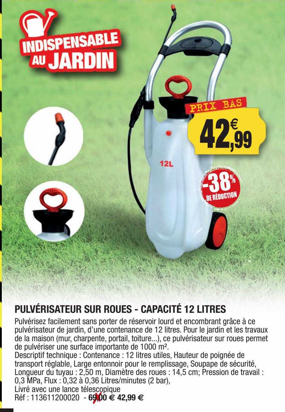 pulvérisateur sur roues - capacité 12 litres