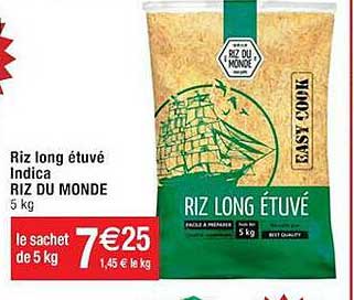 riz long étuvé indica riz du monde