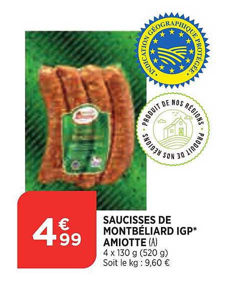 Saucisses De Monbéliard Igp Amiotte