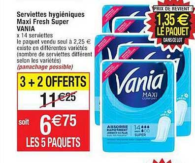 serviettes hygiéniques maxi fresh super vania