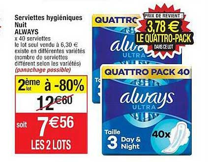 serviettes hygiéniques nuit always