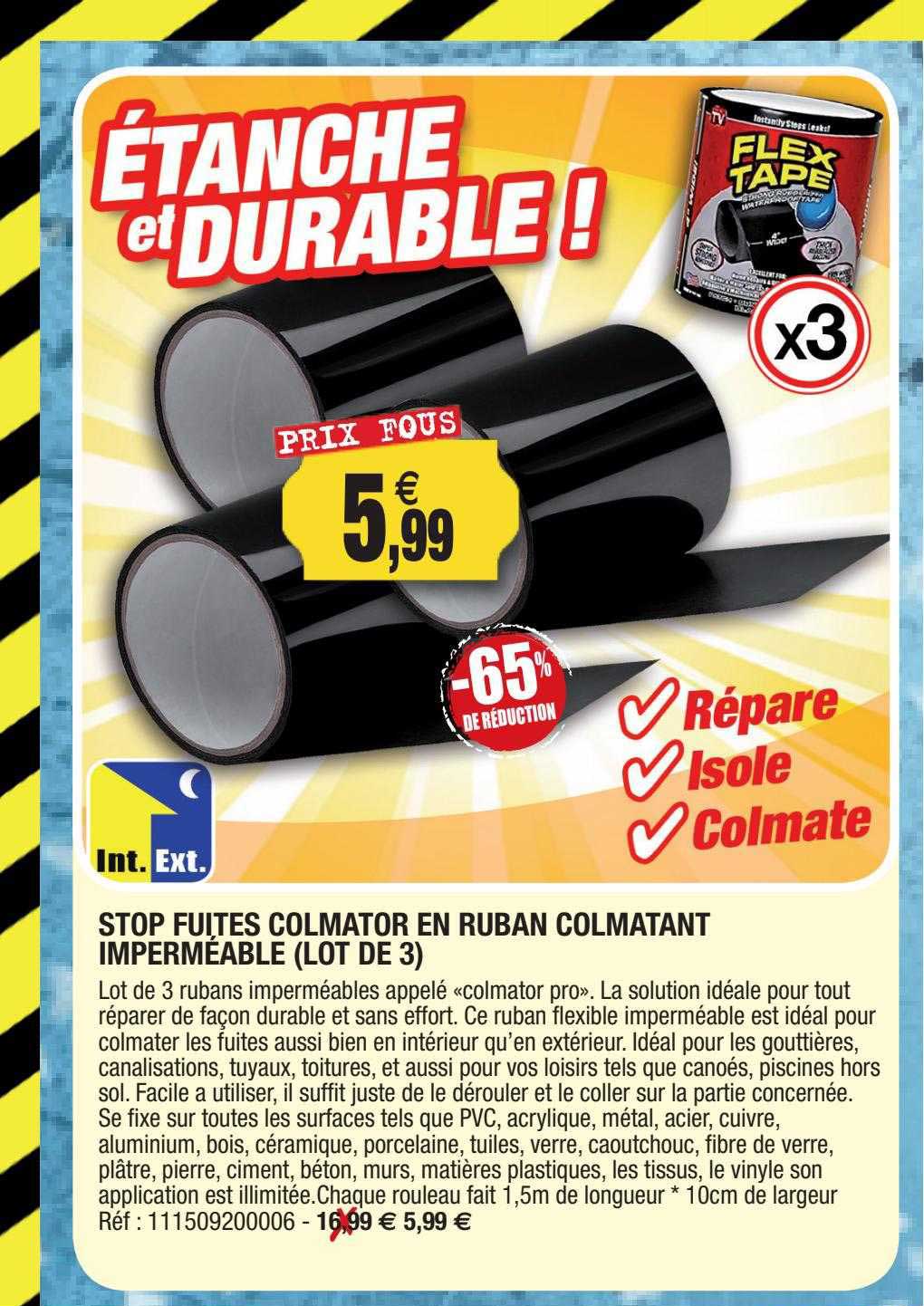 stop fuites colmator en ruban colmatant imperméable (lot 3)