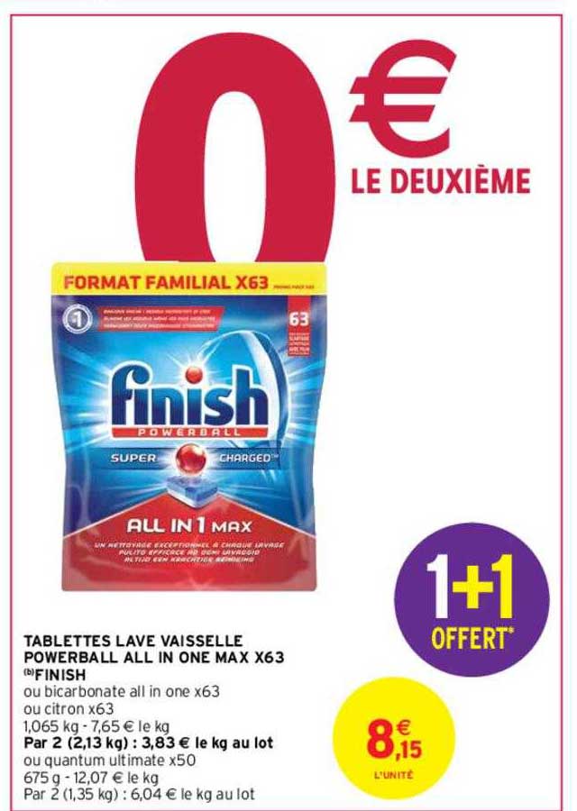 Tablettes Lave Vaisselle Powerball All In One Max X63 Finish