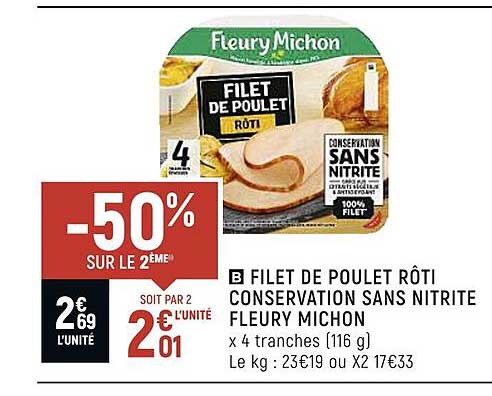 filet de poulet rôti conservation sans nitrite fleury michon