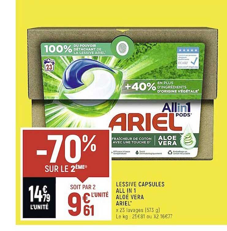 lessive capsules all in 1 aloé vera ariel