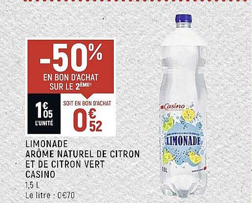 Limonade Arôme Naturel De Citron Et De Citron Vert Casino