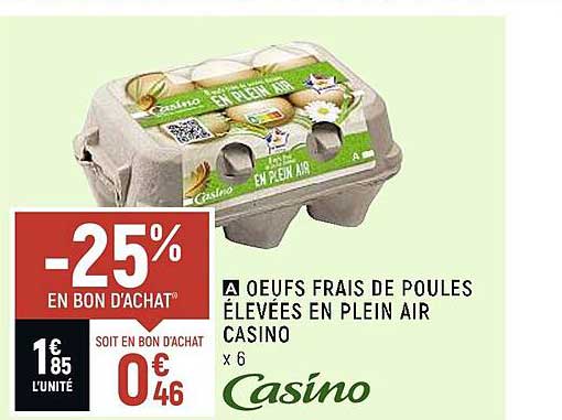 oeufs frais de poules élevées en plain air casino