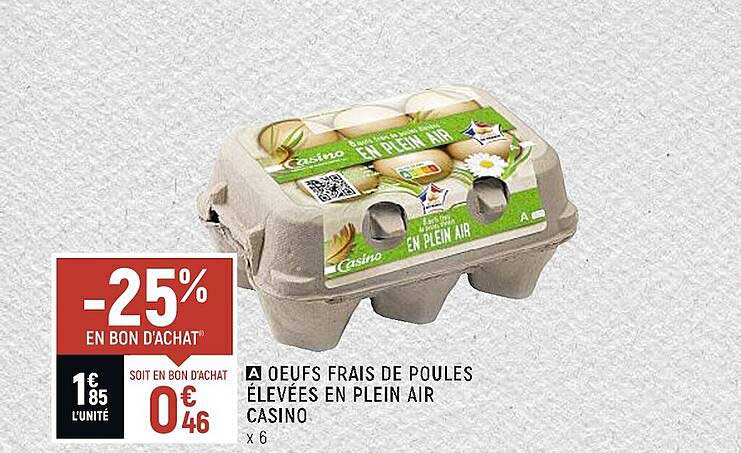 œufs frais de poules élevées en plein air casino