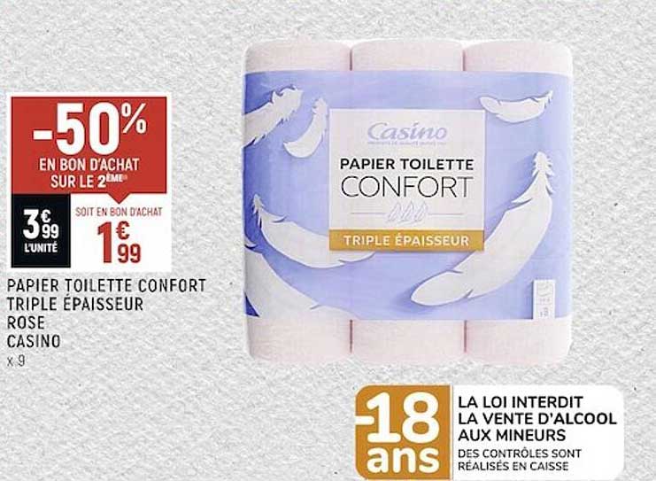 Papier Toilette Confort Triple épaisseur Rose Casino