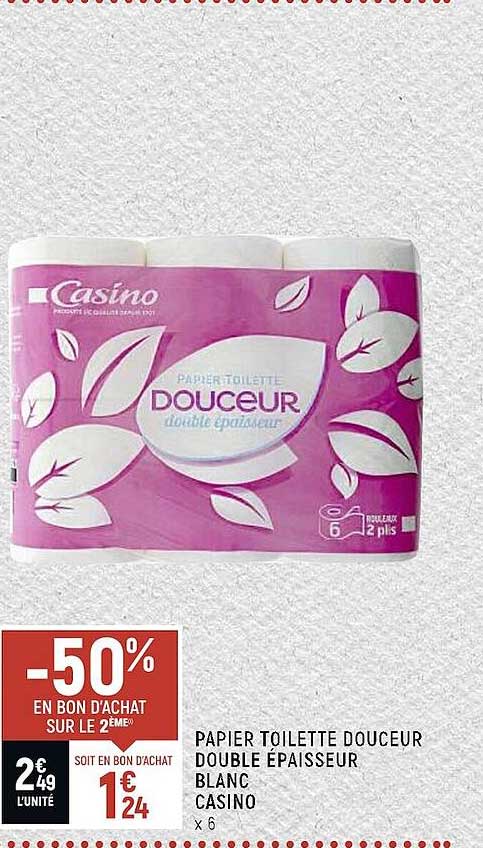 Papier Toilette Douceur Double épaisseur Blanc Casino