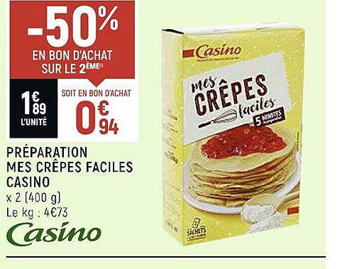 préparation mes crêpes faciles casino