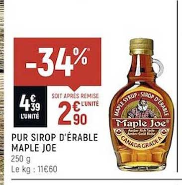 pur sirop d'érable maple joe