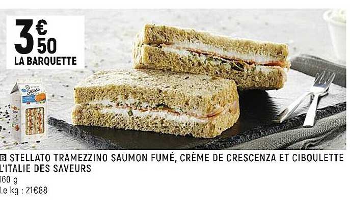 stellato tramezzino saumon fumé, crème de crescenza et ciboulette l'italie des saveurs