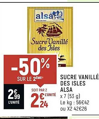 sucre vanillé des isles alsa