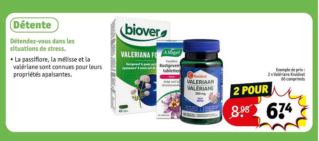 2x valériane kruidvat  60 comprimés