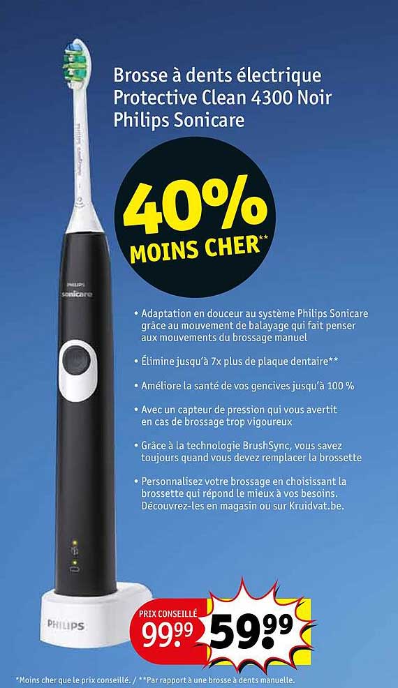 brosse à dents électrique protective clean 4300 noir philips sonicare