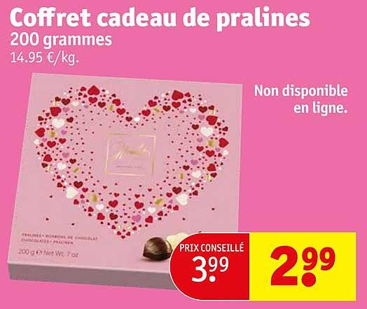 coffret cadeau de pralines 200 grammes