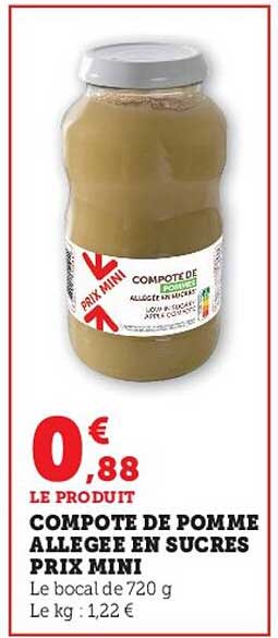 compote de pomme allégée en sucres prix mini