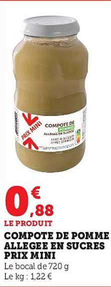 compote de pomme allégée en sucres prix mini