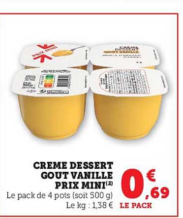 crème dessert goût vanille prix mini