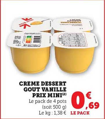 crème dessert goût vanille prix mini