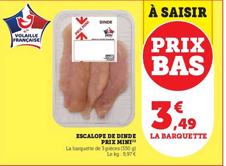 escalope de dinde prix mini