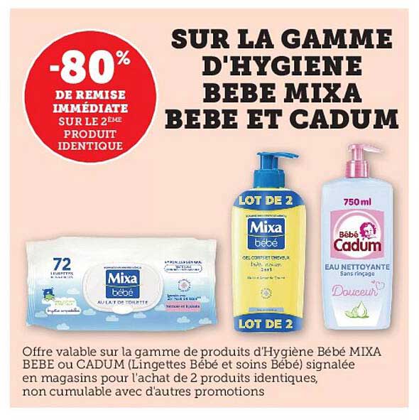 la gamme d'hygiène bébé mixa bébé et cadum