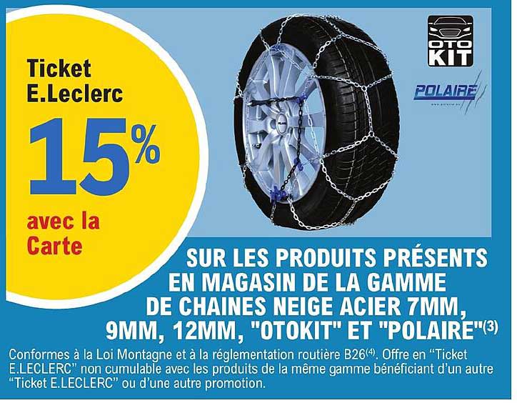 la gamme de chaines neige acier 7 mm, 9mm, 12mm, "otokit" et "polaire"
