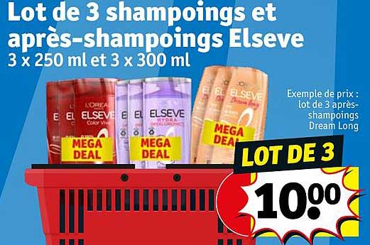 lot de 3 shampoings et après-shampoings elsève