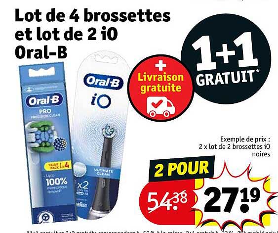 lot de 4 brossettes et lot de 2 io oral-b