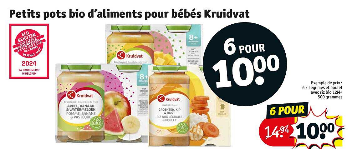 Petits Pots Bio D'aliments Pour Bébés Kruidvat