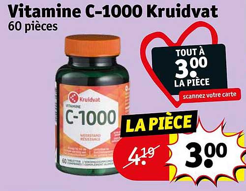 Vitamine C-1000 Kruidvat 60 Pièces