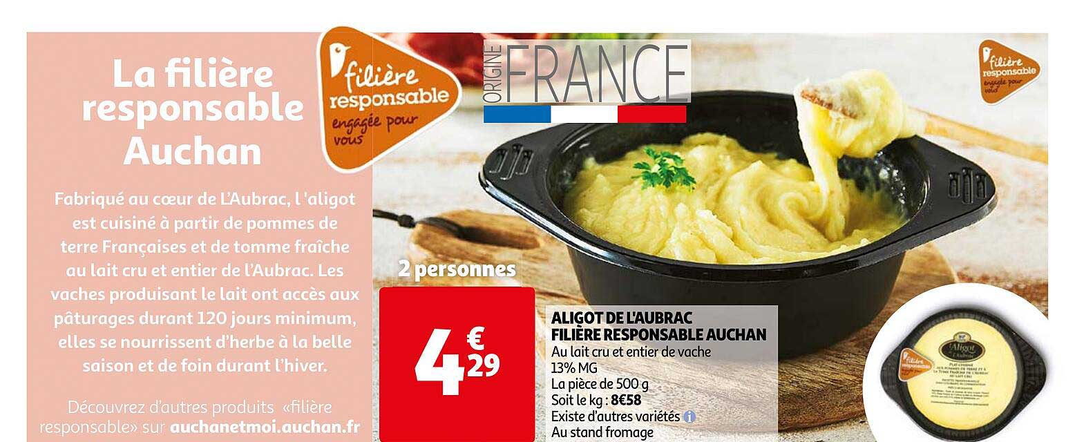 aligot de l'aubrac filière responsable auchan