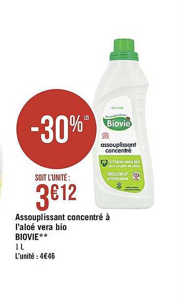 assouplissant concentré à l'aloé vera bio biovie