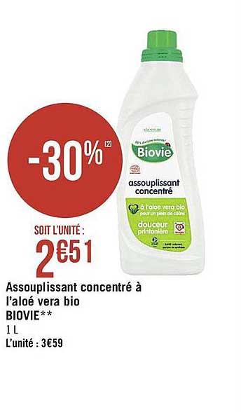 assouplissant concentré à l'aloé vera bio biovie