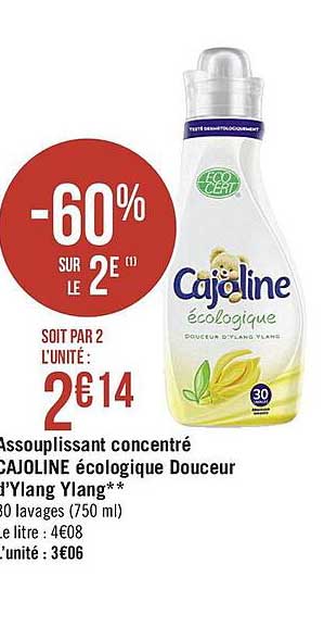 assouplissant concentré cajoline écologique douceur d'ylang ylang