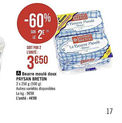 beurre moulé doux paysan breton